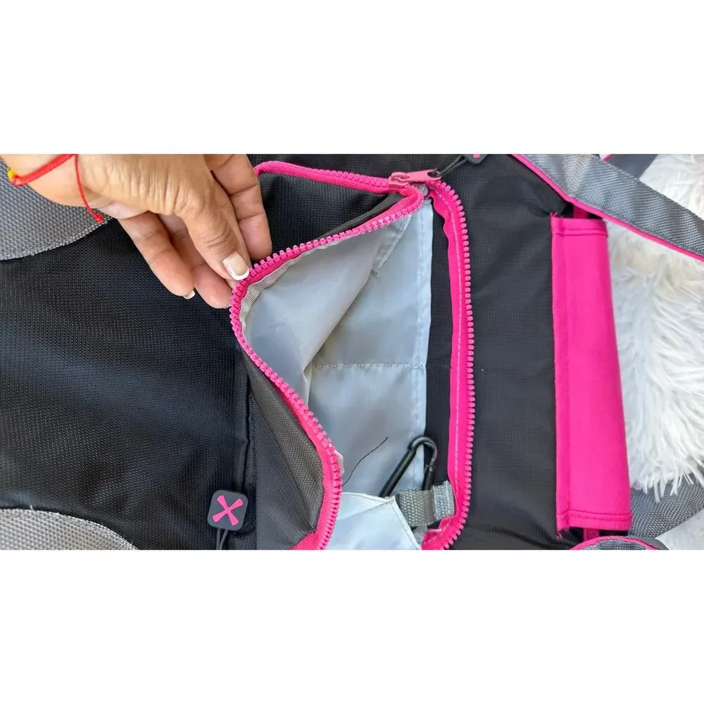 Fit & Fresh Insulated Lunch Tote Bag Black Gray Pink Large Zip Closure